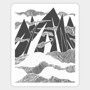 Mountain landscape - Chalkboard style, outdoors, adventure Magnet